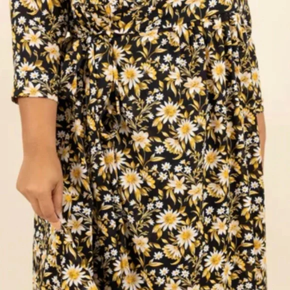 Chic Soul Black and Yellow Floral Maxi Dress - Picture 2 of 2